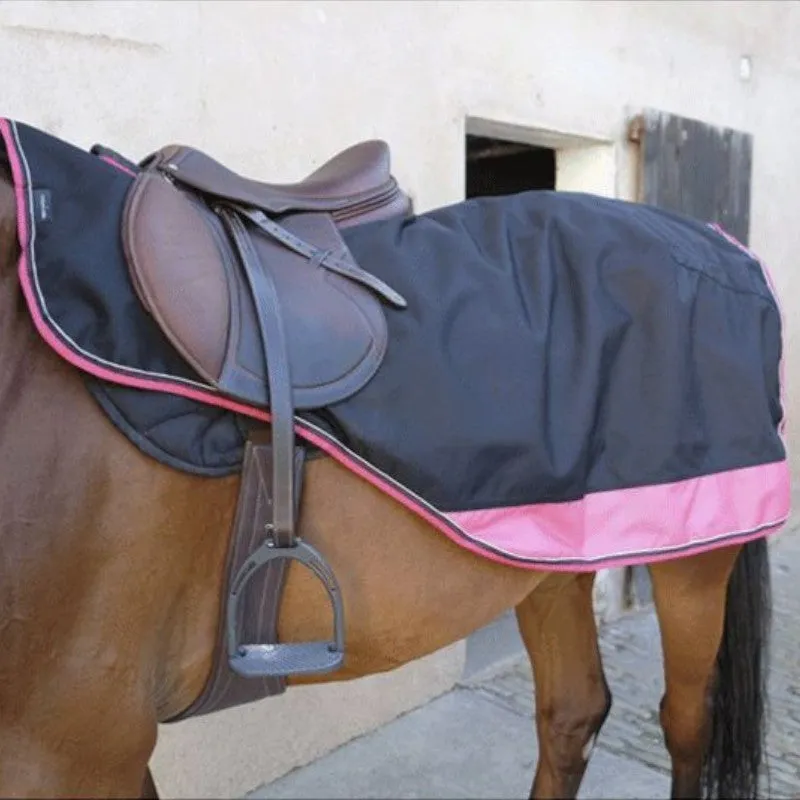 Equithème - Couvre-reins tyrex doublé polaire noir/framboise 1200D